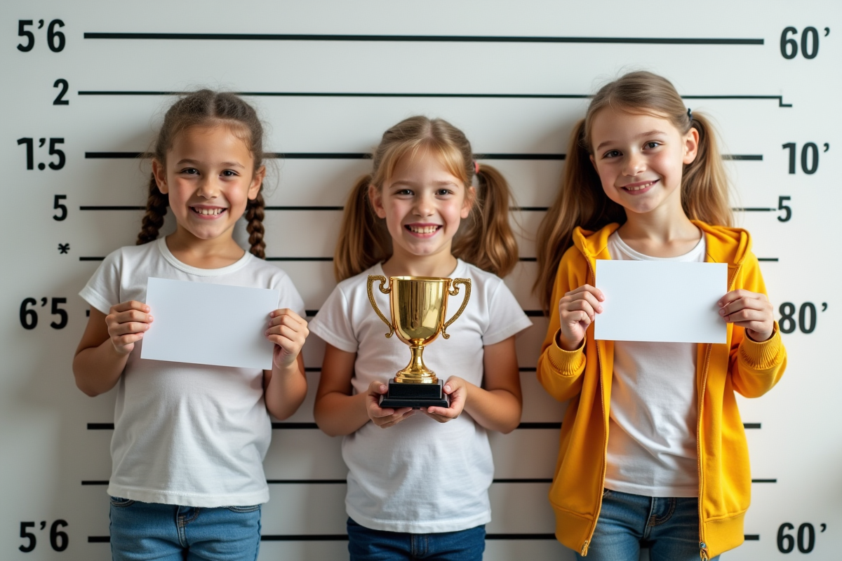 Trois frères et sœurs fiers avec leurs trophées