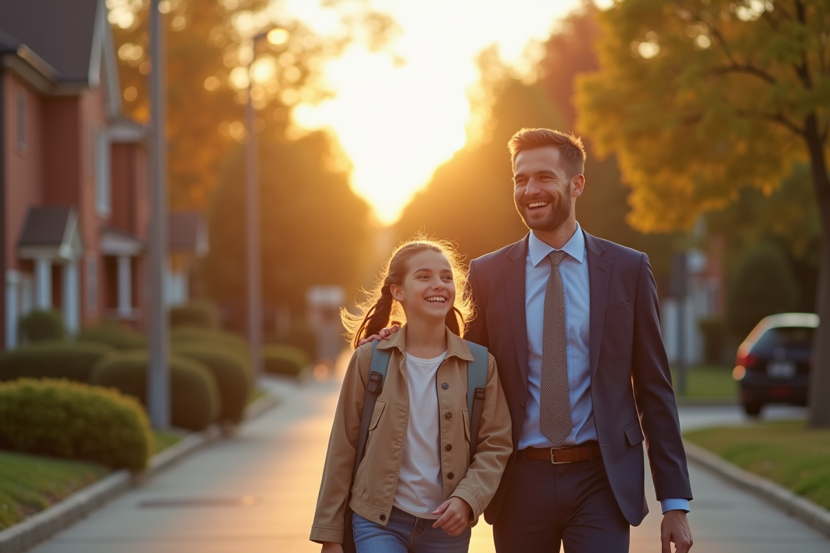 Père joyeux retrouvant sa fille après l